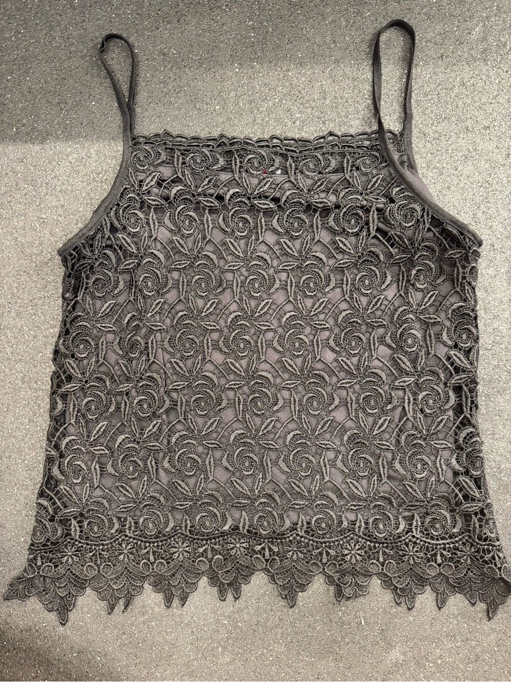 Georgiou Studio Black Lace Camisole Tank Top Classy Crochet Top